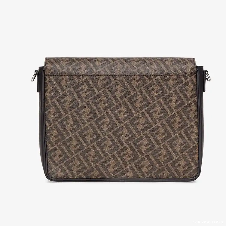 Vintage HOT Fendi FF Large Messenger Motif In Brown Bag Fabric 0627